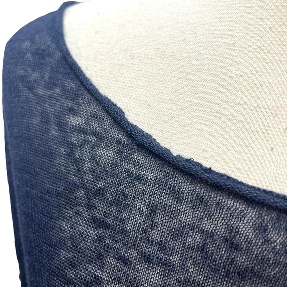 Nili Lotan 100% Linen Oversized Navy Blue Short Sleeve T-Shirt Sweater X-Small - Picture 8 of 15